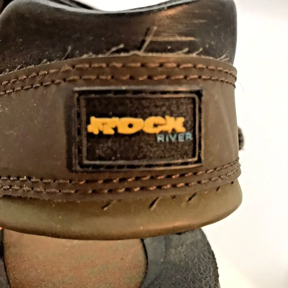 Rock River Sports Sandals Men's 13 Brown Faux Leather Hook & Loop Hiking Shoes
